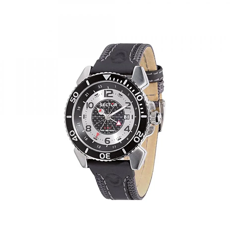Orologio Uomo SECTOR CENTURION GMT R3251103015 Pelle Nero Sub 100mt