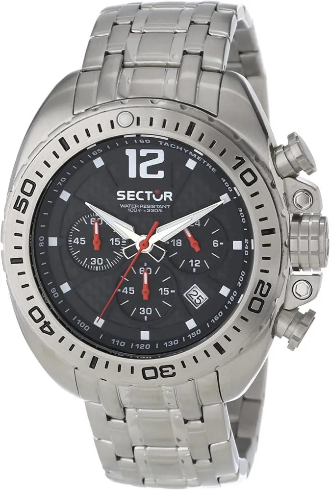 Orologio Uomo SECTOR 600 R3273573002 Chrono Bracciale Acciaio Nero Sub 100mt
