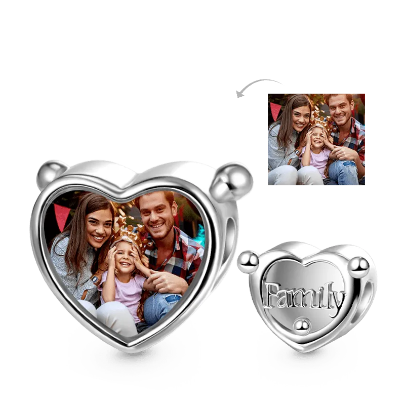 Gnoce Charm Foto Personalizzato Famiglia Amore Cuore