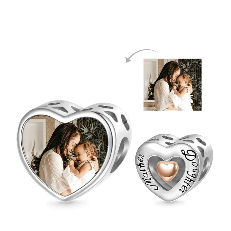 Gnoce Charm Foto Personalizzato Cuore Madre & Figlia