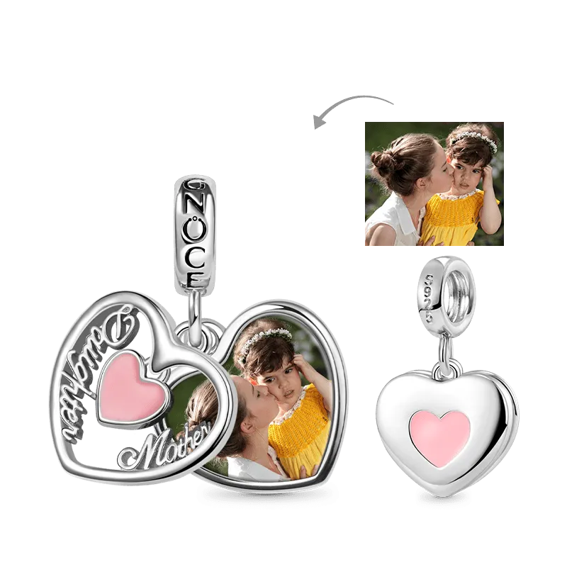 Gnoce Ciondolo Foto Personalizzato Cuore Figlia e Madre