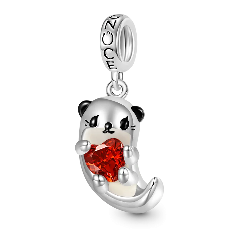 Gnoce Charm Lontra Abbraccia la Gemma del Cuore