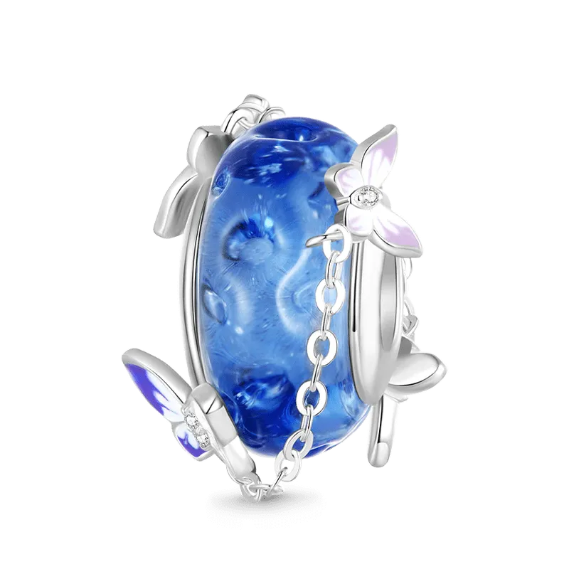 Gnoce Charm Pietra Blu Naturale Con Farfalla