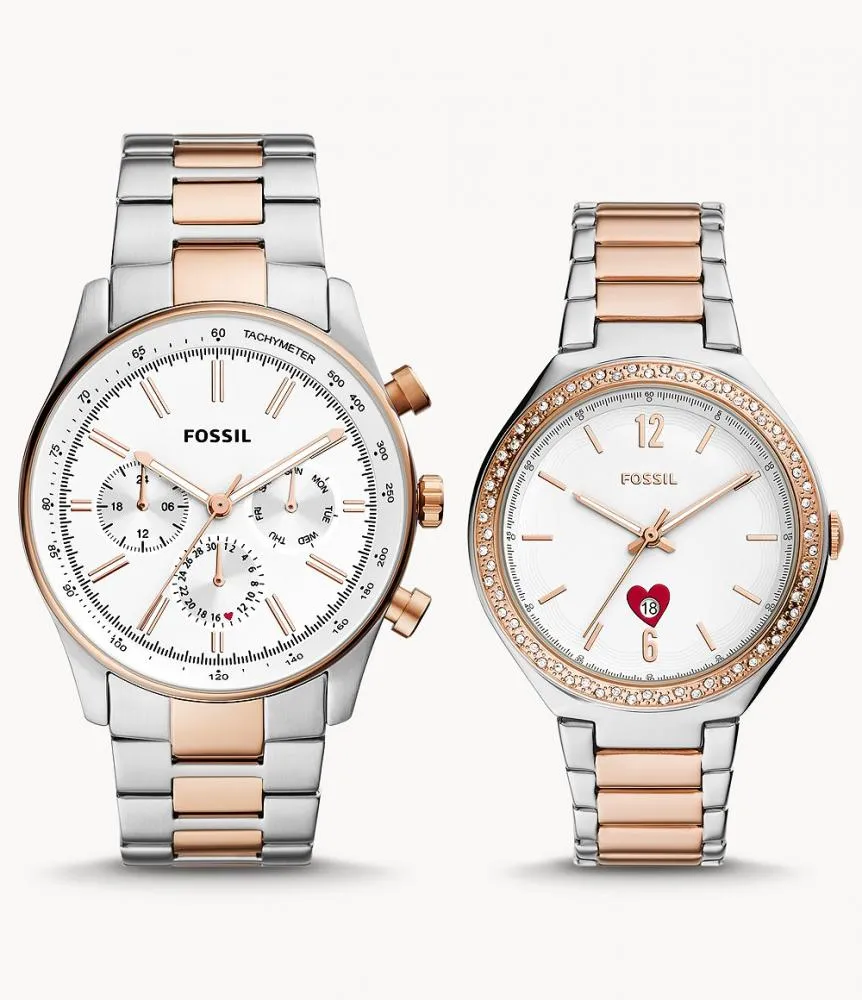 Orologio Uomo + Donna FOSSIL SULLIVAN BQ2756SET Acciaio Bicolor (2 Orologi)