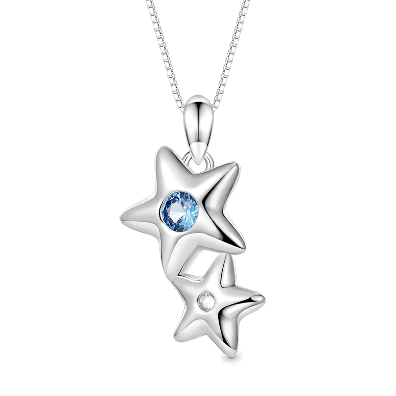 Gnoce Collana Doppia Stella Blu Scintillante