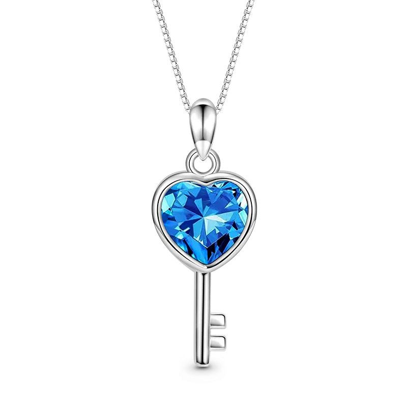 Gnoce Collana Cuore Chiave D'Amore Blu