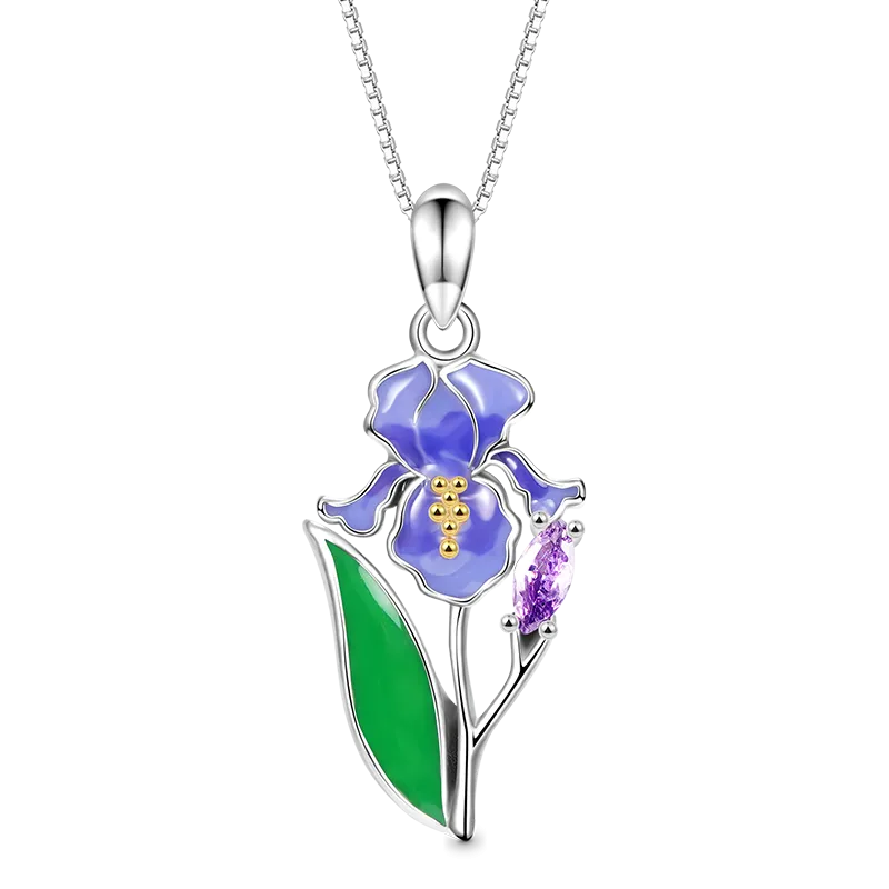Gnoce Collana Fiore Di Iris Viola