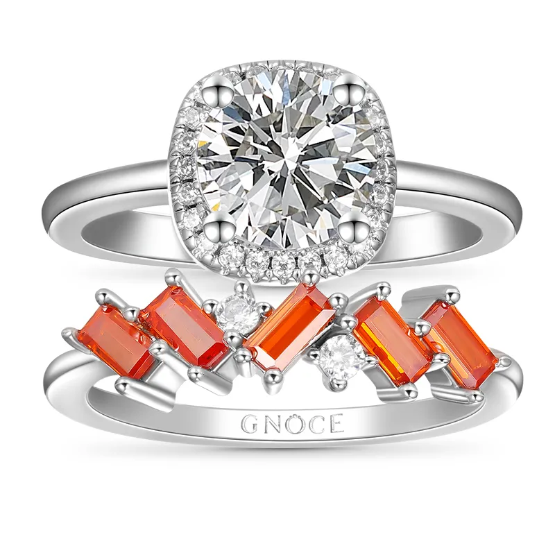 Gnoce Anello Impilabile Taglio Quadrato Trasparente