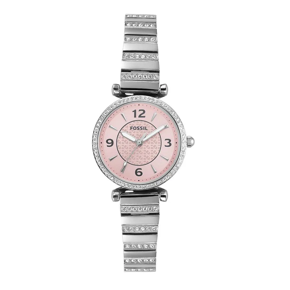 Orologio Donna FOSSIL CARLIE ES5189 Bracciale Acciaio Rosa Swarovski