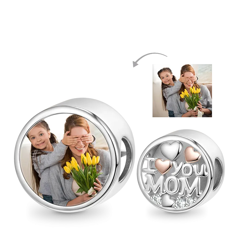 Gnoce Ciondolo Foto Personalizzato Mamma D'Amore "Ti Voglio Bene Mamma"