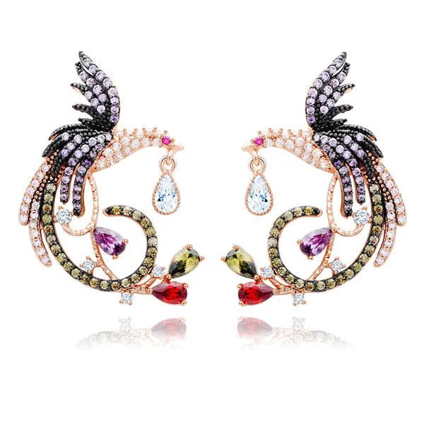 Gnoce Orecchini Pendenti Fenice Asimmetrica