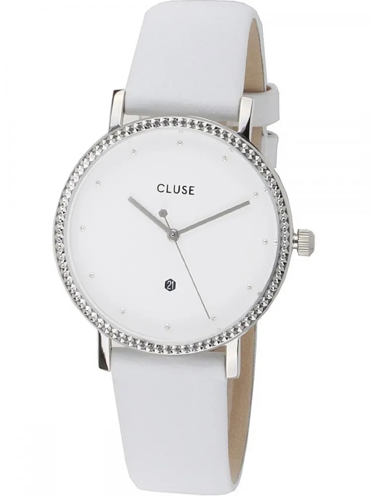 Orologio Donna CLUSE LA COURONNEMENT CL63003 Vera Pelle Bianco Swarovski
