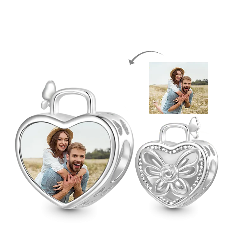 Gnoce Charm Foto Personalizzato Cuore Di Farfalla