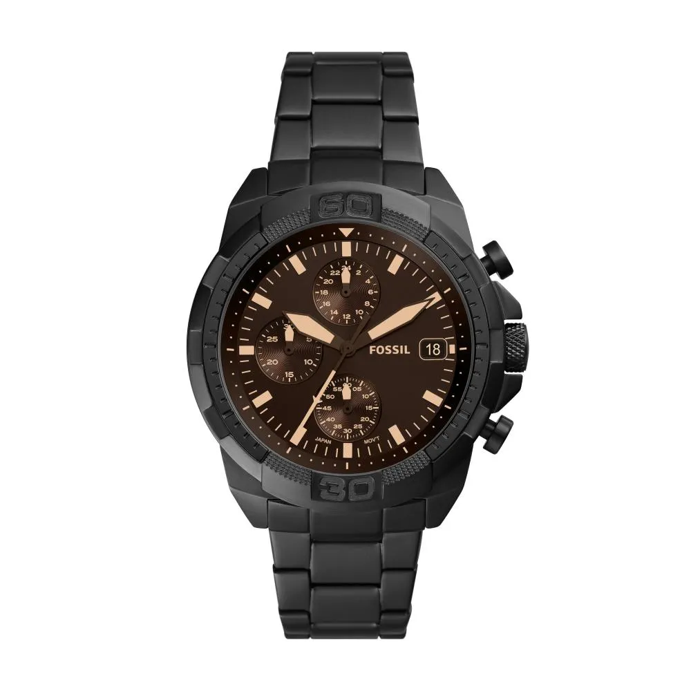 Orologio Uomo FOSSIL BRONSON FS5851 Chrono Bracciale Acciaio Nero
