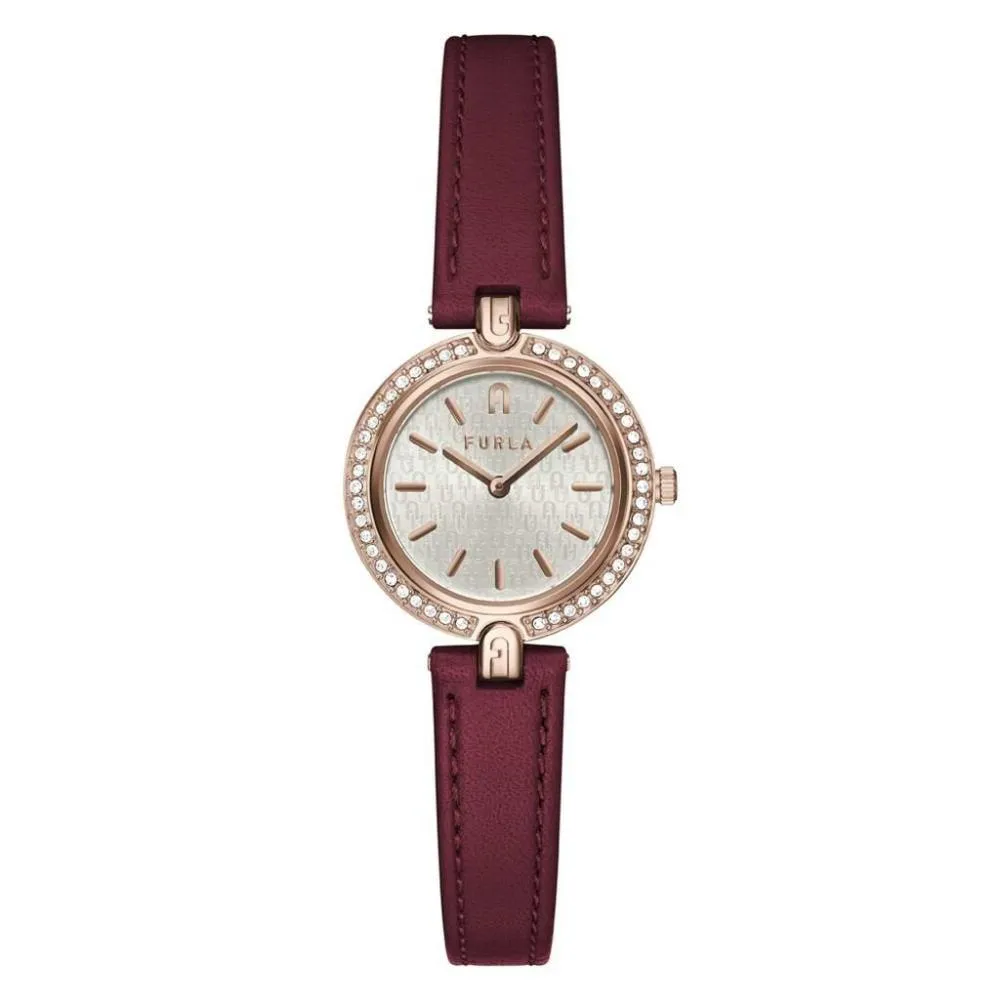 Orologio Donna FURLA LOGO LINKS WW00006005L3 Vera Pelle Bordeaux Rosè
