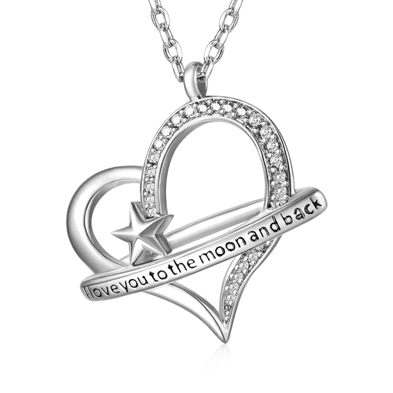 Gnoce Collana Cuore D'Amore "I love you to the moon and back"