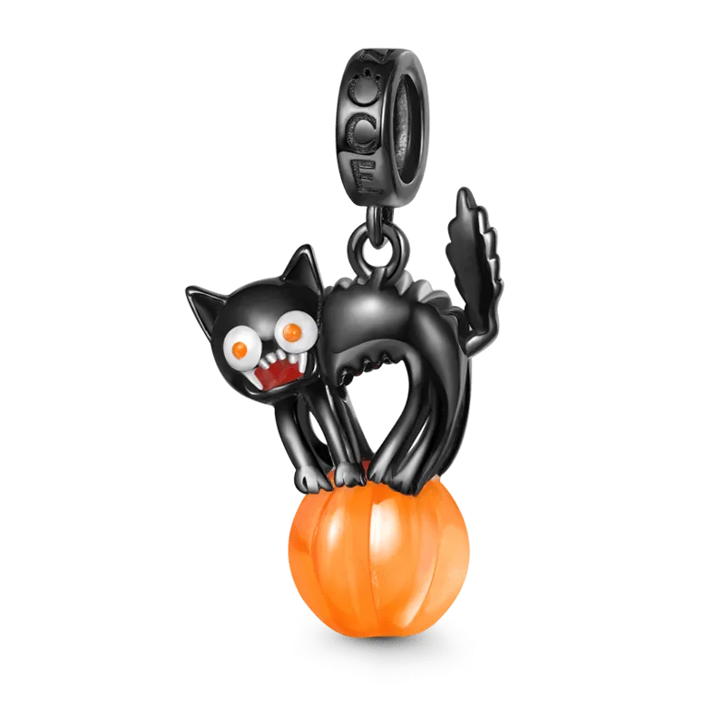 Gnoce Serie Divertente e Carina Ciondolo Gatto Nero Halloween