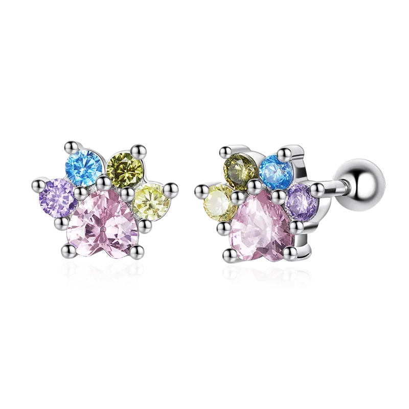 Gnoce Orecchini Zampa Di Zirconi Colorati