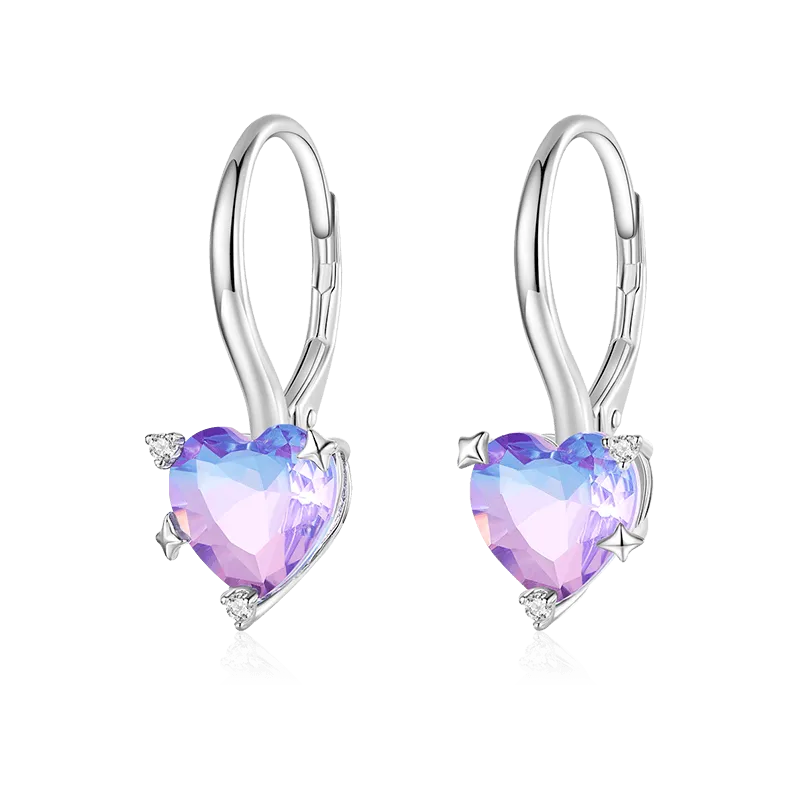 Gnoce Orecchini Cuore Vetro Colorato