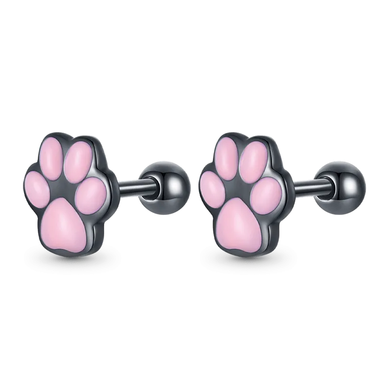 Gnoce Orecchini A Bottone Con Zampa Di Gatto Carino Gnoce