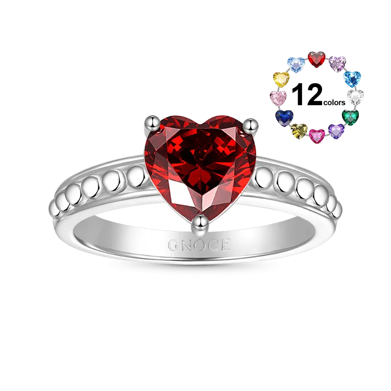 Gnoce Anello Cuore Portafortuna Birthstone