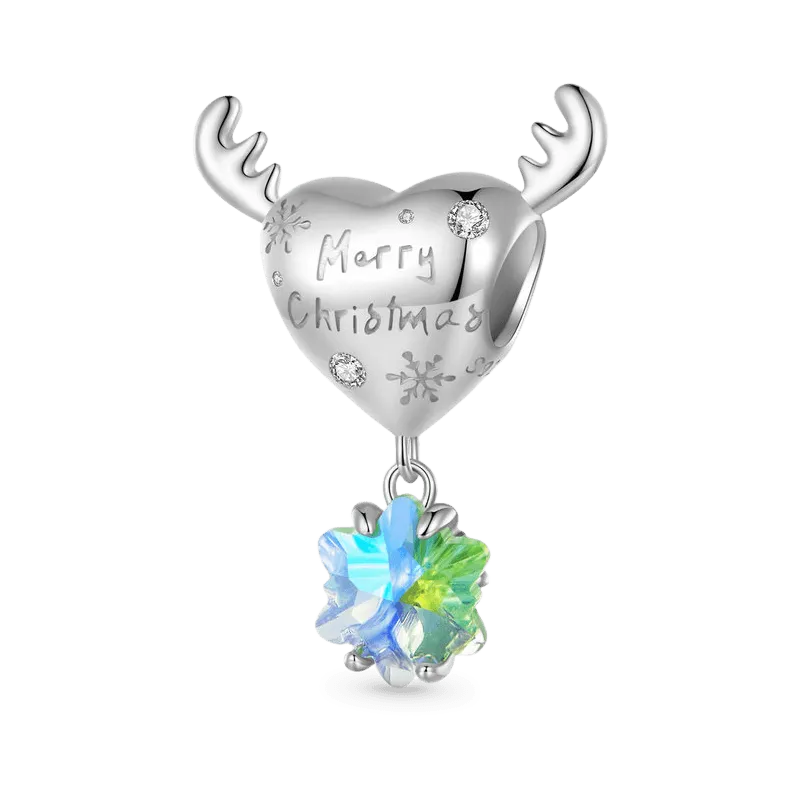 Gnoce "Buon Natale" Charm Cuore Corna Di Alce Incisibile Personalizzato