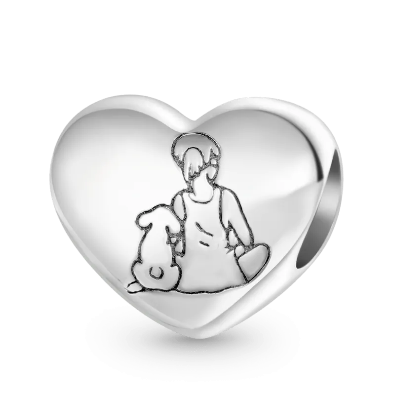 Gnoce Ciondolo Cuore Con Bambina & Cucciolo "Love"