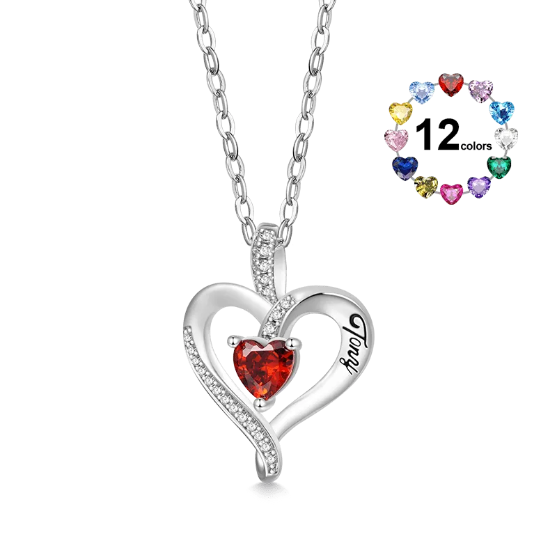 Gnoce Collana A Cuore Con Pietra Portafortuna