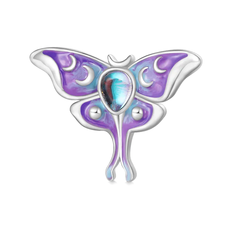 Gnoce Charm Bella Falena Viola con Pietra di Luna