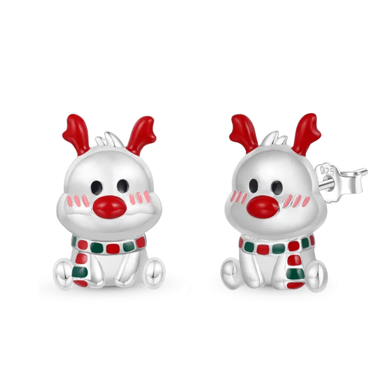 Gnoce Orecchini a Bottone con Alce di Natale