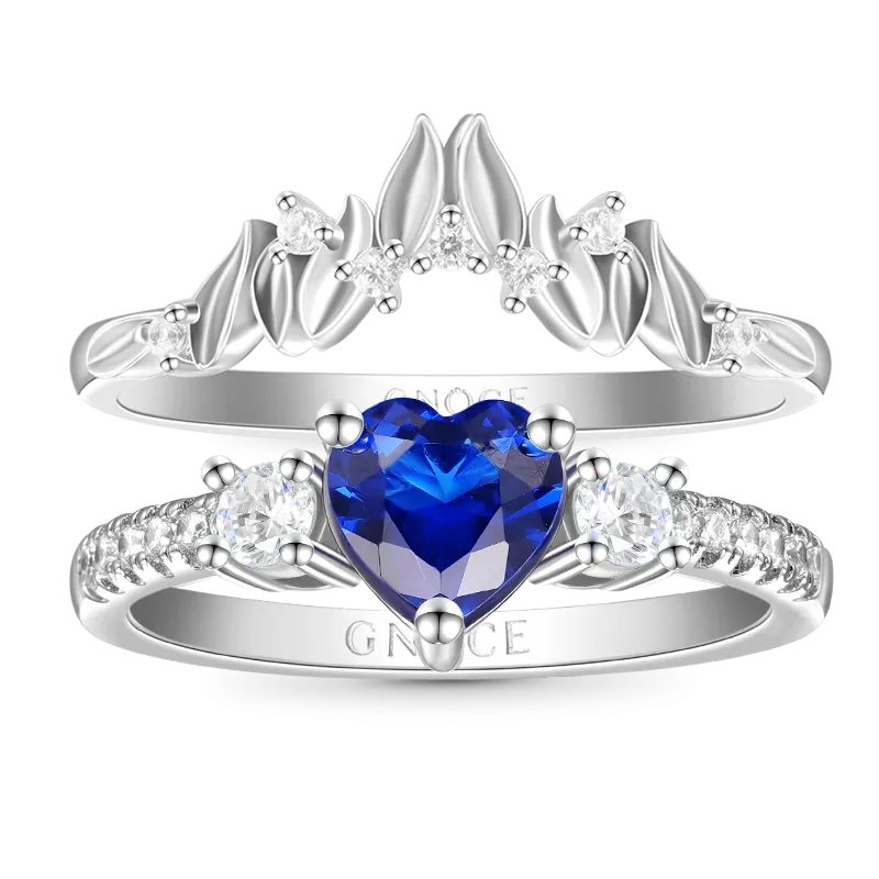 Gnoce Anello Impilabile Taglio A Cuore Blu