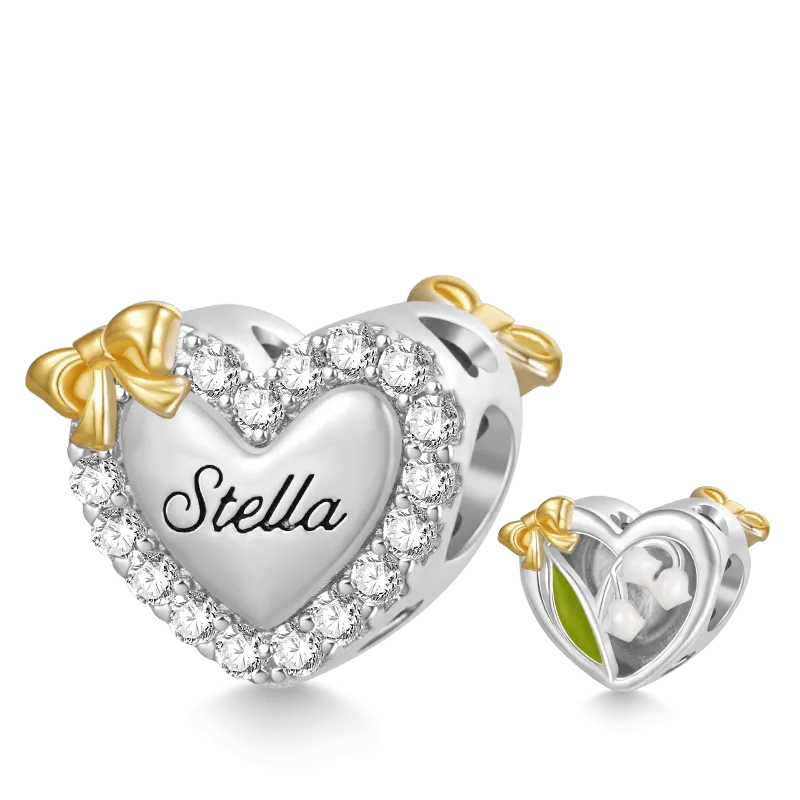 Gnoce Ciondolo Nome Incisibile Cuore Fiore Mughetto