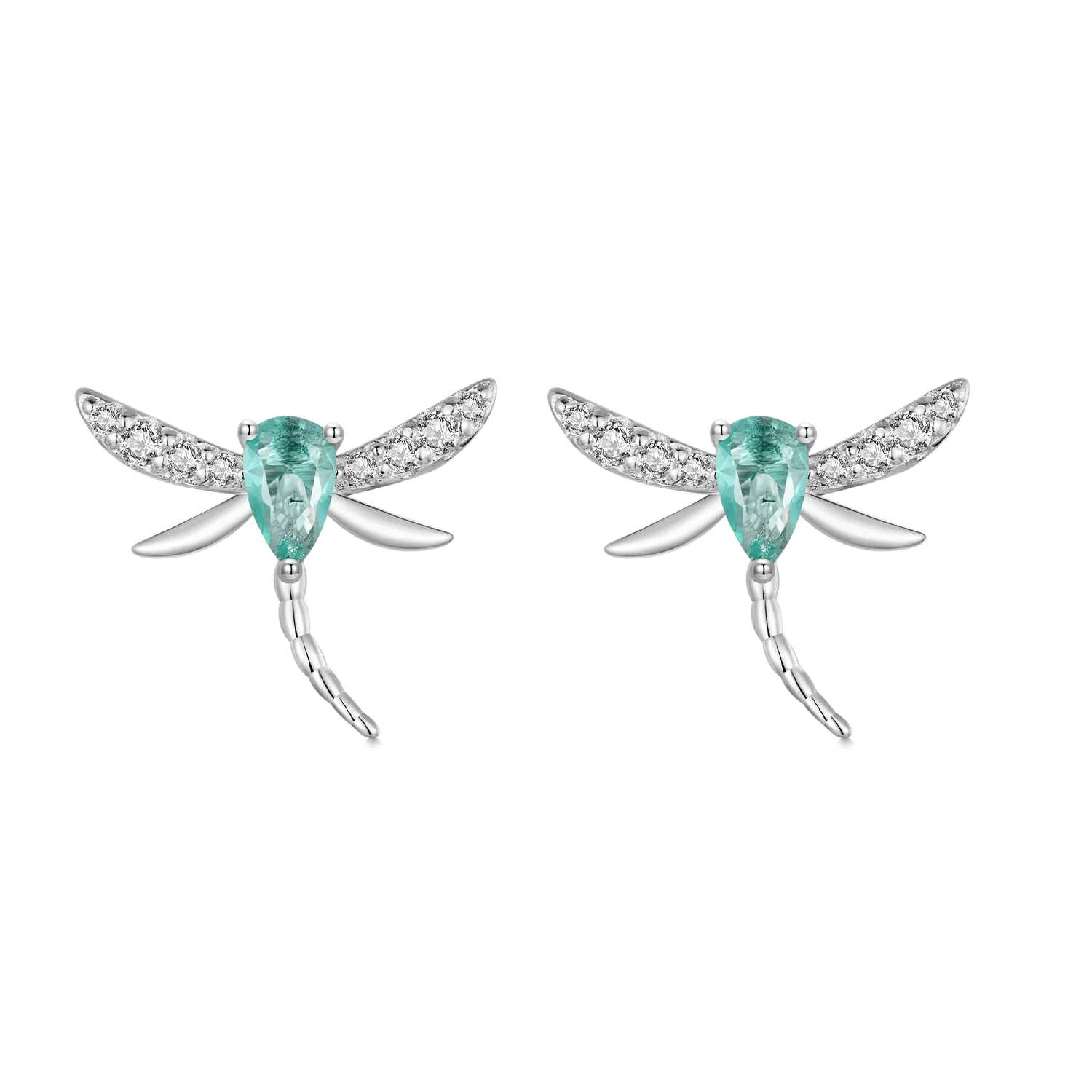 Gnoce Eleganti Orecchini A Bottone Con Libellula Verde Gnoce