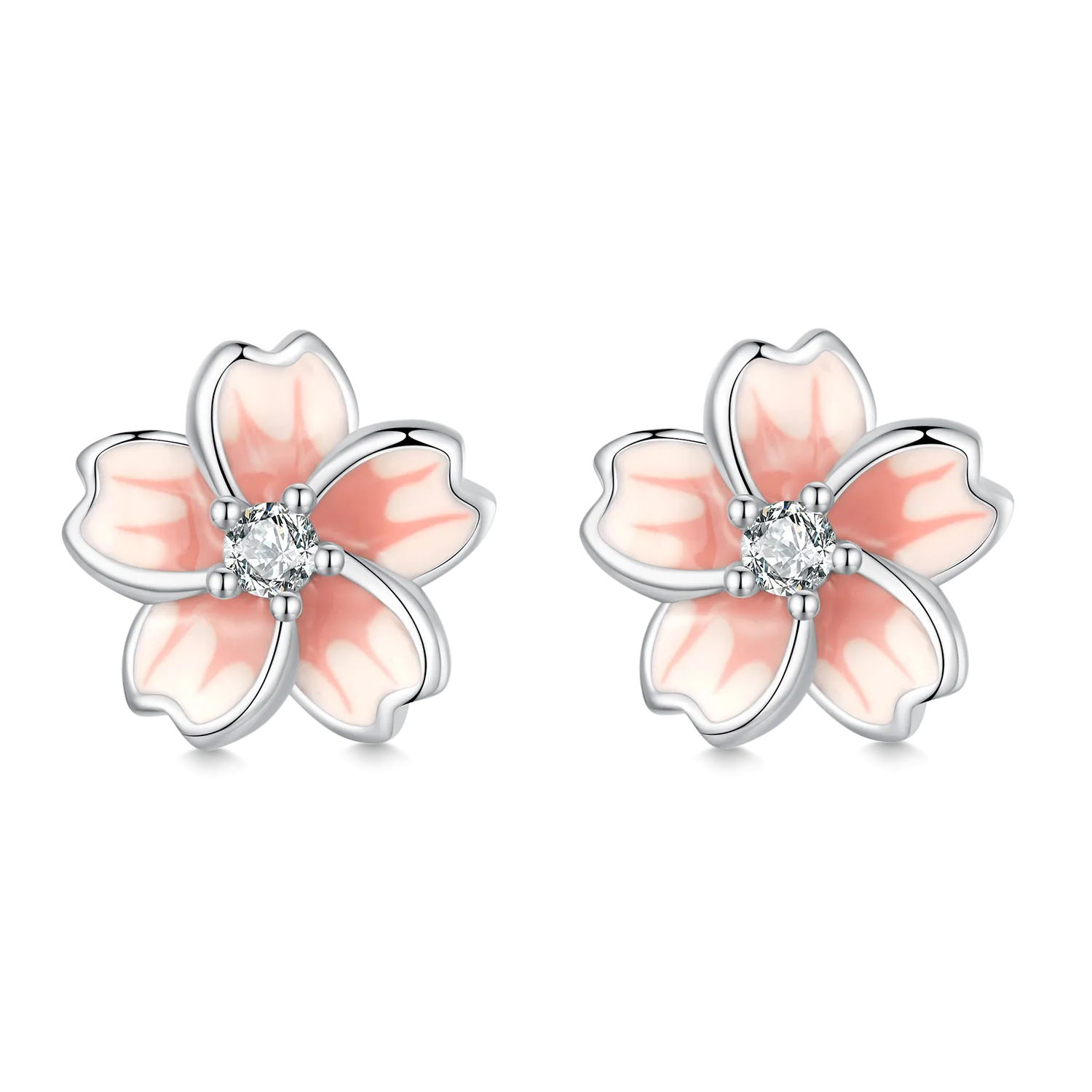 Gnoce Orecchini A Bottone Sakura Fiori Di Ciliegio Sfumati Rosa