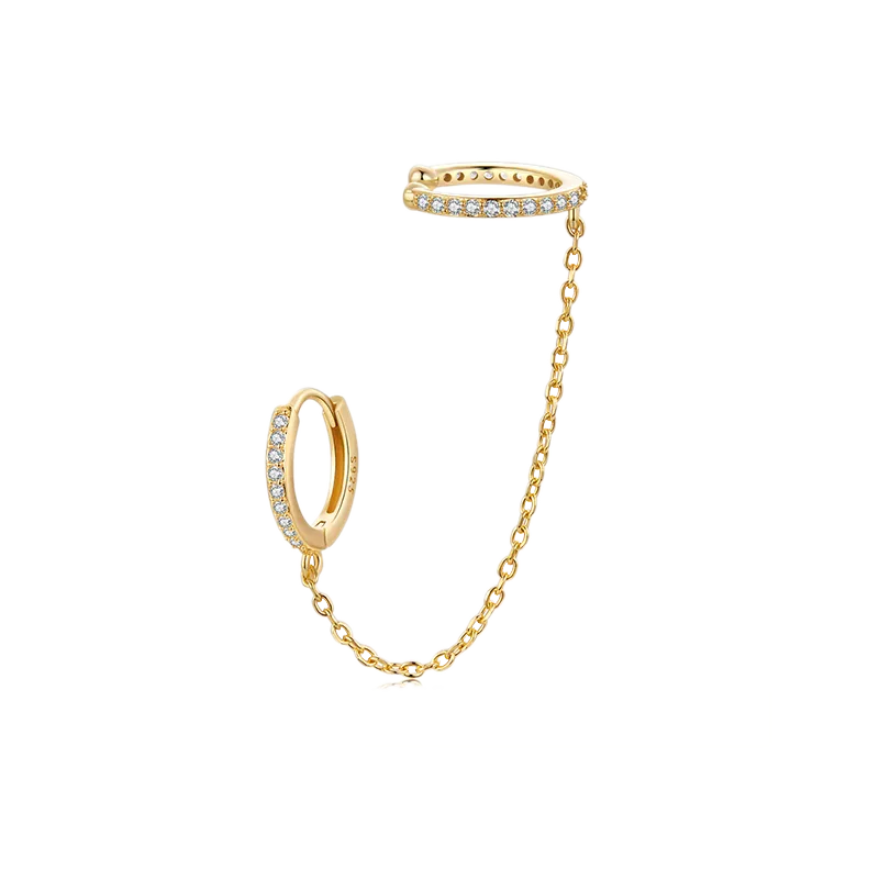 Gnoce Orecchini A Cerchio In Oro Con Infila Catena Ear Cuff