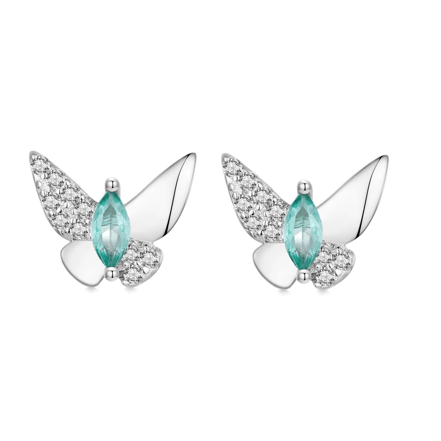 Gnoce Orecchini a Bottone Delicati Farfalla Verde