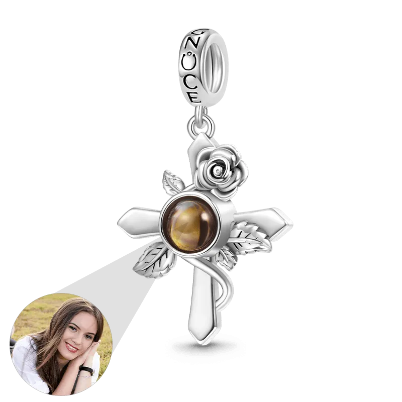 Gnoce Ciondolo Foto Personalizzata Proiezione Rose A Croce