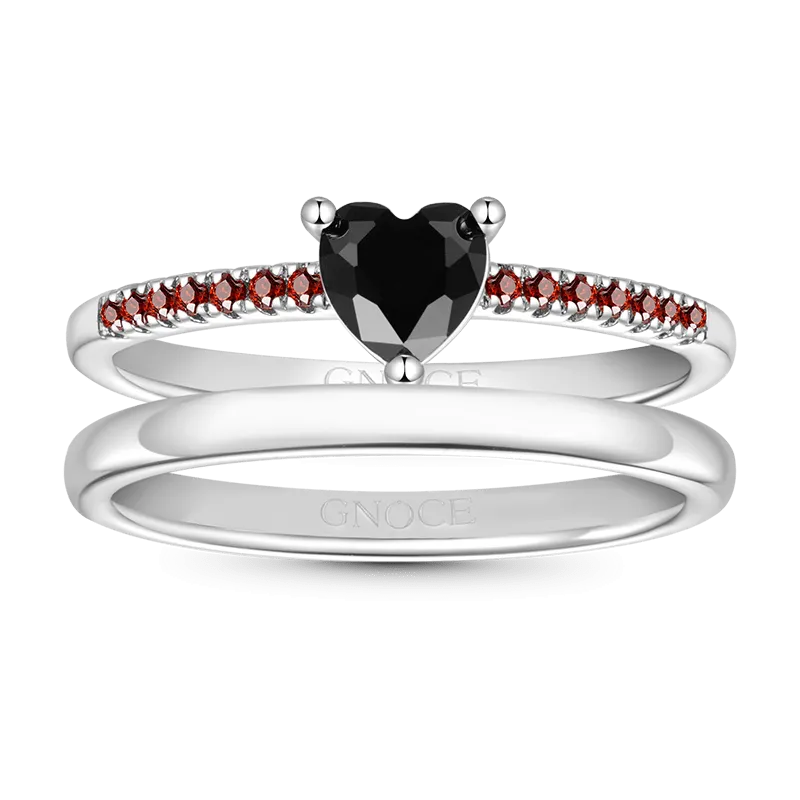 Gnoce Anello Impilabile Con Taglio A Cuore Nero