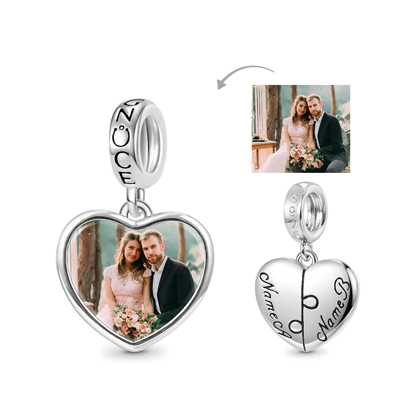 Gnoce Ciondolo Cuore Foto Personalizzato Con Incisione Nome