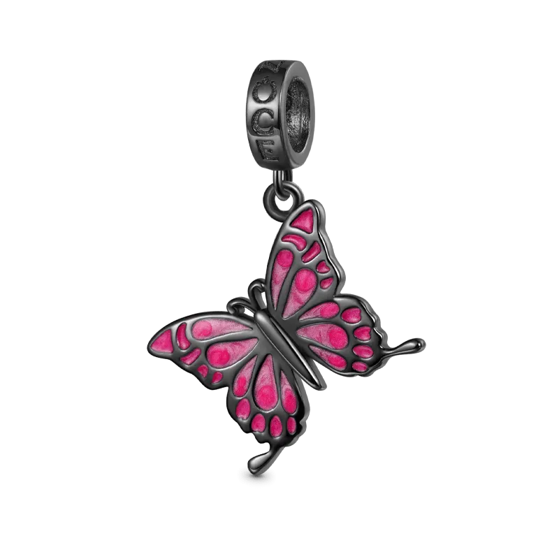 Gnoce Ciondolo Serie Di Insetti Farfalla Rossa Placcato Nero
