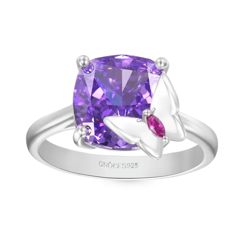 Gnoce Anello Farfalla Dal Taglio Quadrato Violetto