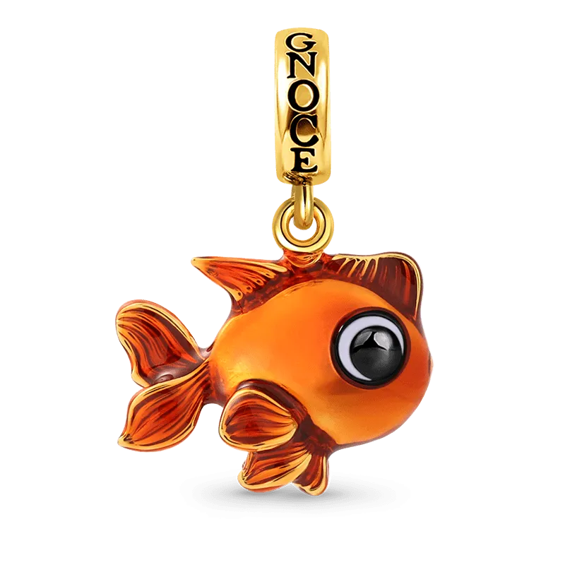 Charm Ciondolo Pesce Rosso in Argento Sterling 925 Placcato Oro 18K