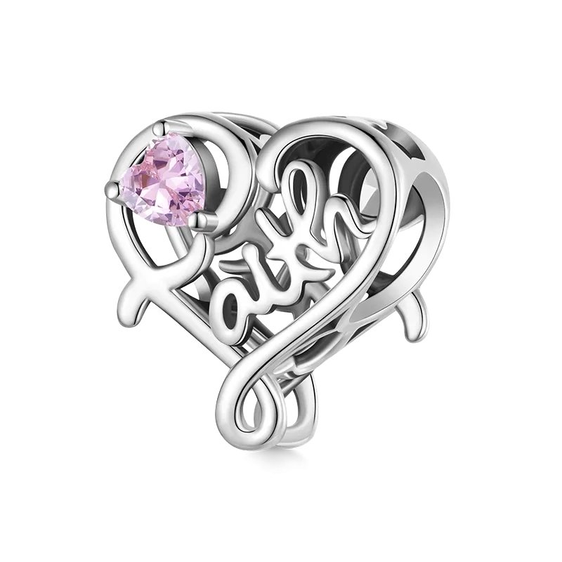 Gnoce Charm Fede Del Cuore Rosa