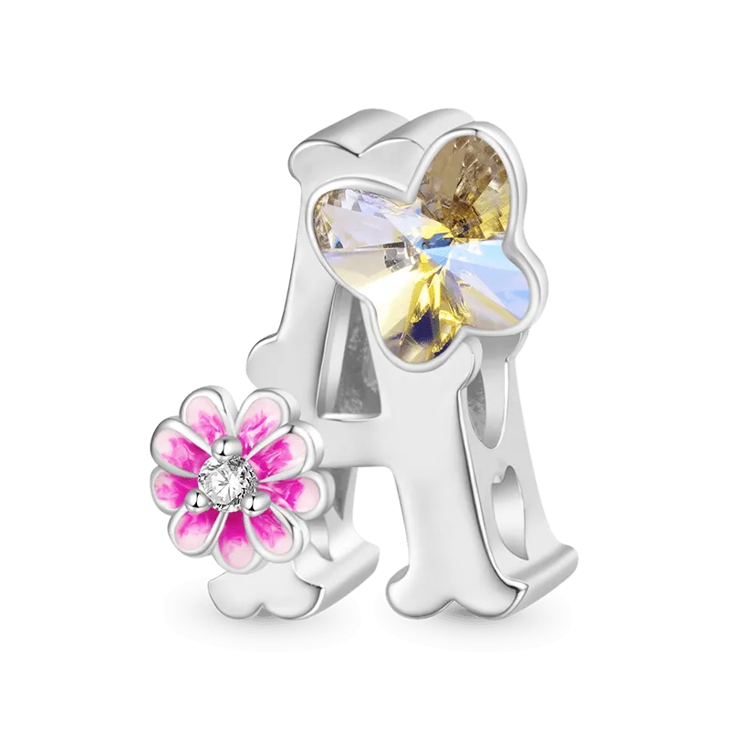 Gnoce Charm Personalizzato Letter Con Fiore
