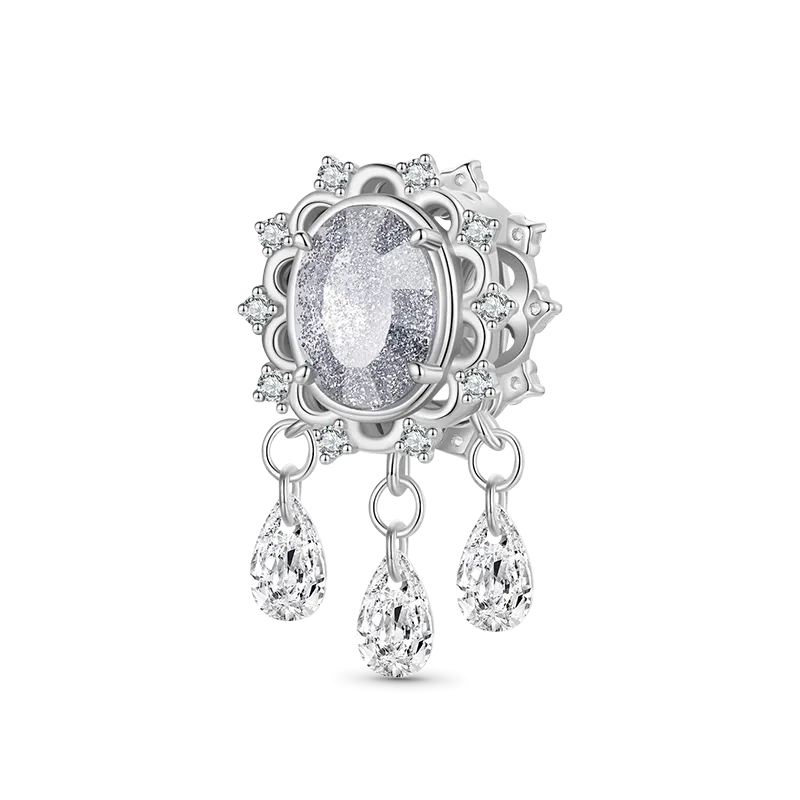 Gnoce Charm Magica in Cristallo Trasparente con Tre Goccioline Scintillanti