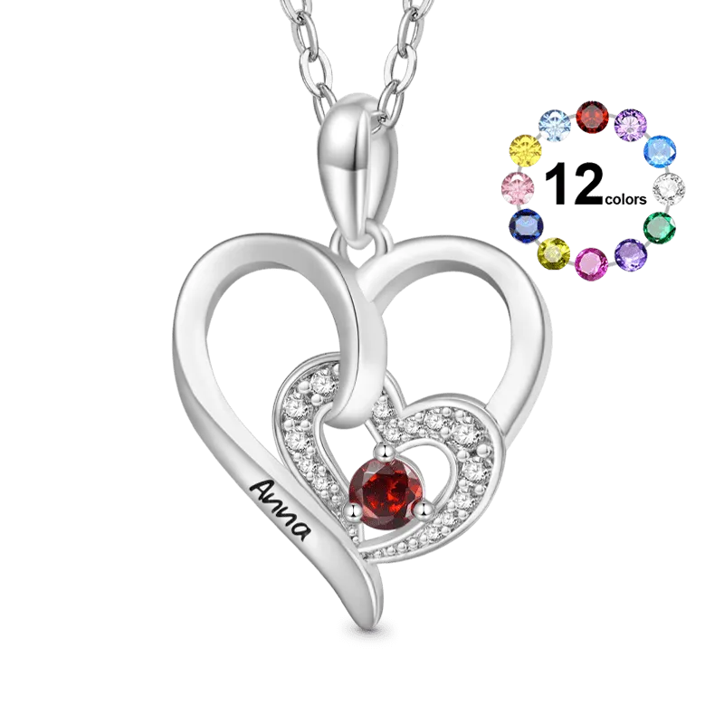 Gnoce Collana Doppio Amore Incidibile Con Pietra Portafortuna