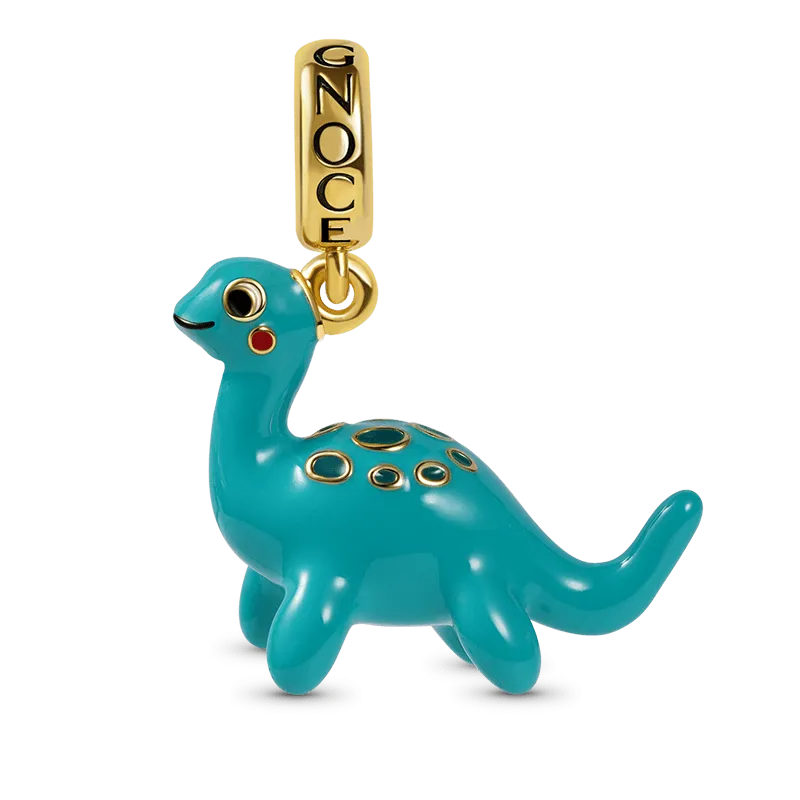 Charm Ciondolo Plesiosauro Dinosauro in Argento S925 Placcato Oro 18k