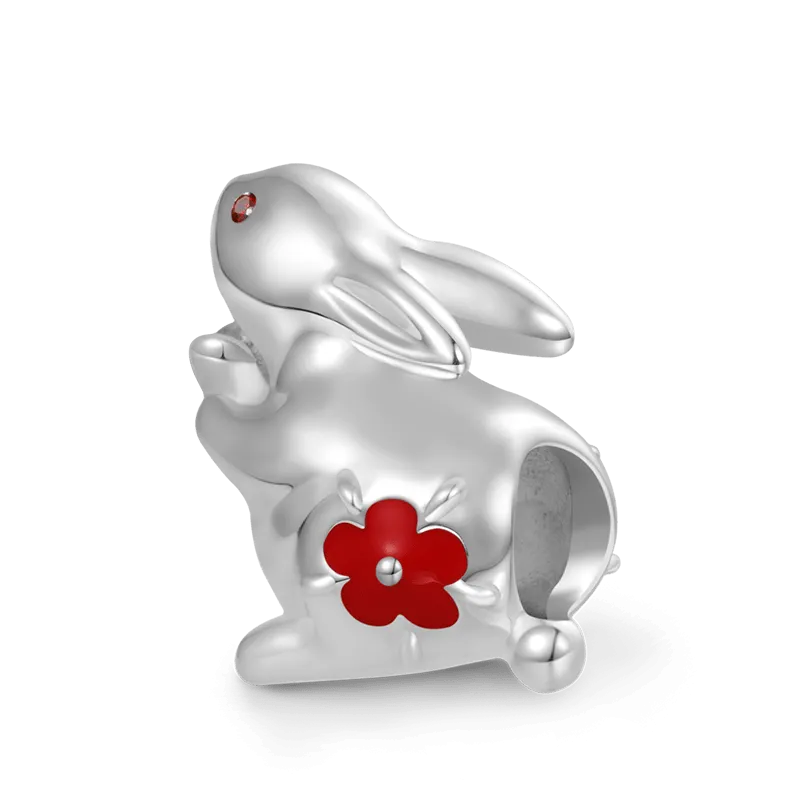 Gnoce Charm Coniglio Fiore Rosso