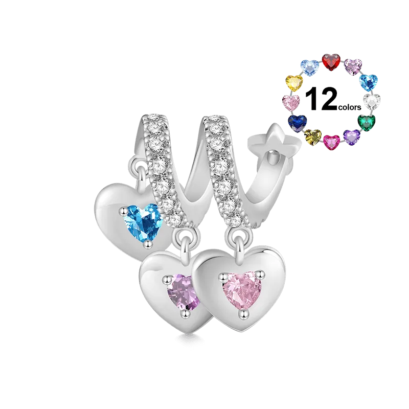 Gnoce Ciondolo Personalizzato Tre Cuori Incidibile Con Pietra Portafortuna