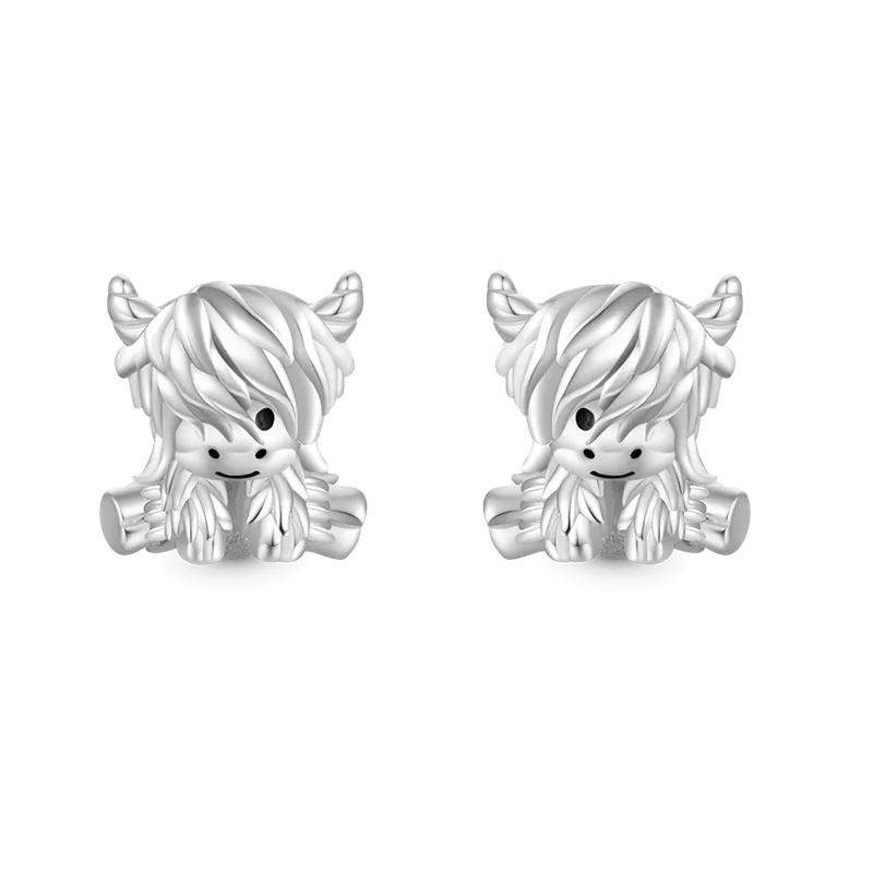 Gnoce Orecchini A Bottone Mucca Scozzese Highland Cattle